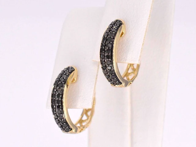 Gouden oorbellen met zwarte diamant - afbeelding 6 van  11