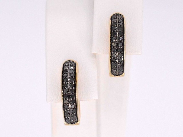 Gouden oorbellen met zwarte diamant - afbeelding 1 van  11