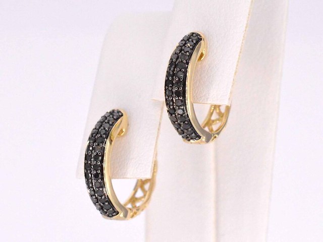 Gouden oorbellen met zwarte diamant - afbeelding 6 van  11