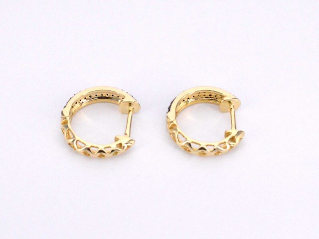 Gouden oorbellen met zwarte diamant - afbeelding 9 van  11