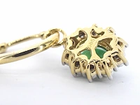 Gouden oorhangers met natuurlijke diamanten en smaragden - afbeelding 7 van  10