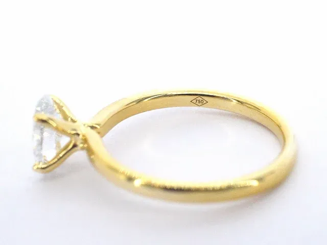 Gouden ovaal solitair ring met een 1.00 carat diamant - afbeelding 2 van  10
