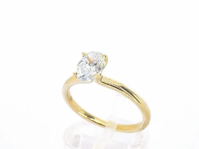 Gouden ovaal solitair ring met een 1.00 carat diamant - afbeelding 6 van  10