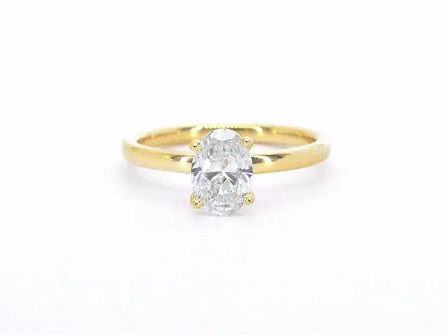 Gouden ovaal solitair ring met een 1.00 carat diamant - afbeelding 8 van  10