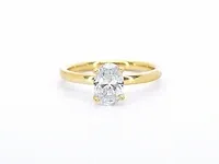 Gouden ovaal solitair ring met een 1.00 carat diamant - afbeelding 8 van  10