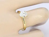 Gouden ovaal solitair ring met een 1.00 carat diamant - afbeelding 10 van  10