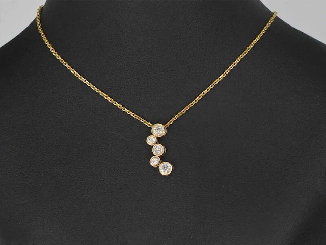 Gouden raindrop collier met diamanten - afbeelding 1 van  10