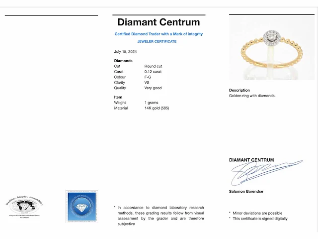 Gouden ring briljant diamant - afbeelding 3 van  9