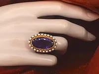 Gouden ring met amethist en orient parels - afbeelding 5 van  6