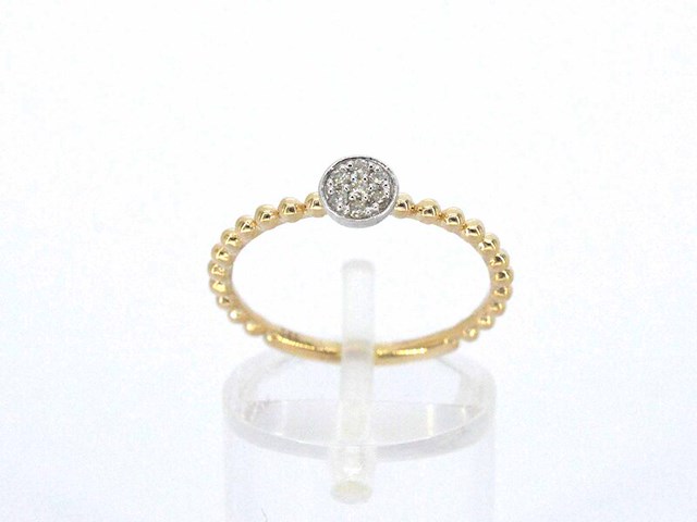 Gouden ring met centraal een rondje vol gezet met diamanten - afbeelding 6 van  10