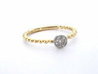 Gouden ring met centraal een rondje vol gezet met diamanten - afbeelding 8 van  10