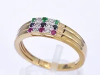 Gouden ring met diamant en multicolour edelstenen - afbeelding 5 van  10