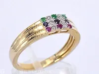 Gouden ring met diamant en multicolour edelstenen - afbeelding 6 van  10