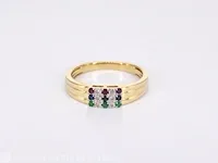 Gouden ring met diamant en multicolour edelstenen - afbeelding 7 van  10