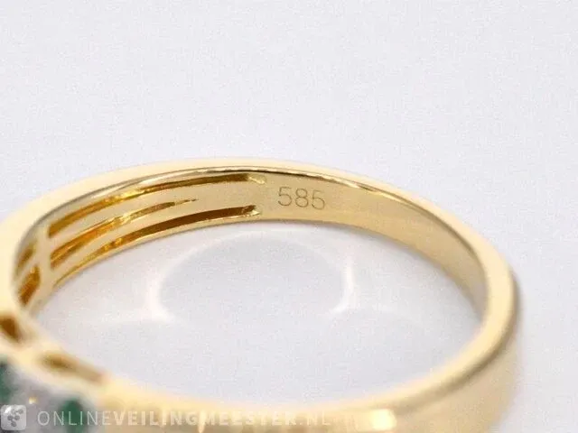 Gouden ring met diamant en multicolour edelstenen - afbeelding 10 van  10
