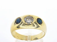 Gouden ring met diamant en saffieren - afbeelding 1 van  12