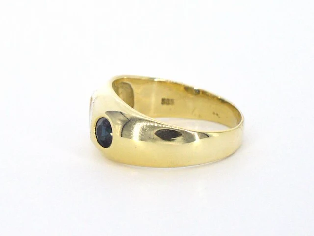 Gouden ring met diamant en saffieren - afbeelding 8 van  12