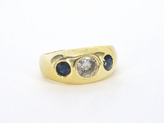 Gouden ring met diamant en saffieren - afbeelding 11 van  12