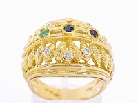Gouden ring met diamanten en edelstenen - afbeelding 1 van  11