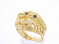 Gouden ring met diamanten en edelstenen - afbeelding 5 van  11