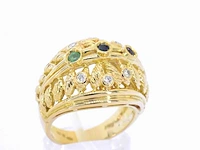 Gouden ring met diamanten en edelstenen - afbeelding 6 van  11