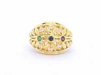Gouden ring met diamanten en edelstenen - afbeelding 8 van  11