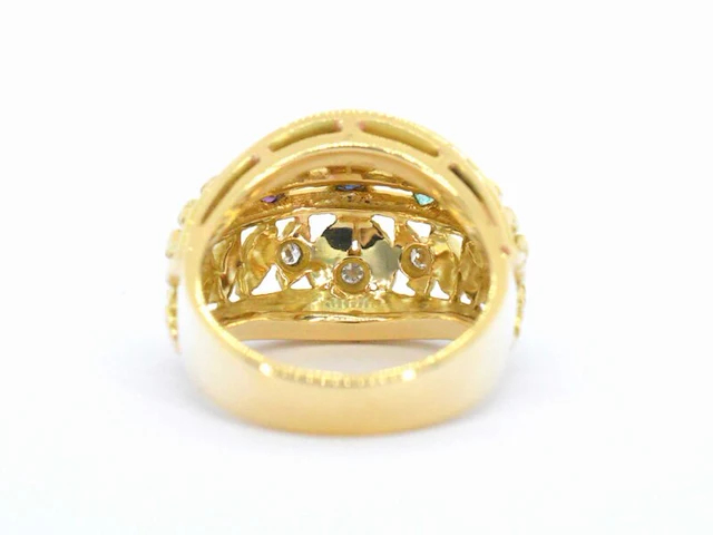 Gouden ring met diamanten en edelstenen - afbeelding 9 van  11