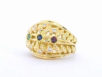 Gouden ring met diamanten en edelstenen - afbeelding 10 van  11