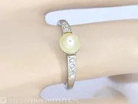Gouden ring met diamanten en een orient parel - afbeelding 2 van  7
