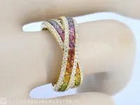 Gouden ring met diamanten en multicolour saffieren - afbeelding 2 van  11