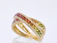 Gouden ring met diamanten en multicolour saffieren - afbeelding 4 van  11