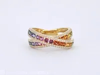 Gouden ring met diamanten en multicolour saffieren - afbeelding 6 van  11