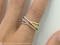 Gouden ring met diamanten en multicolour saffieren - afbeelding 9 van  11