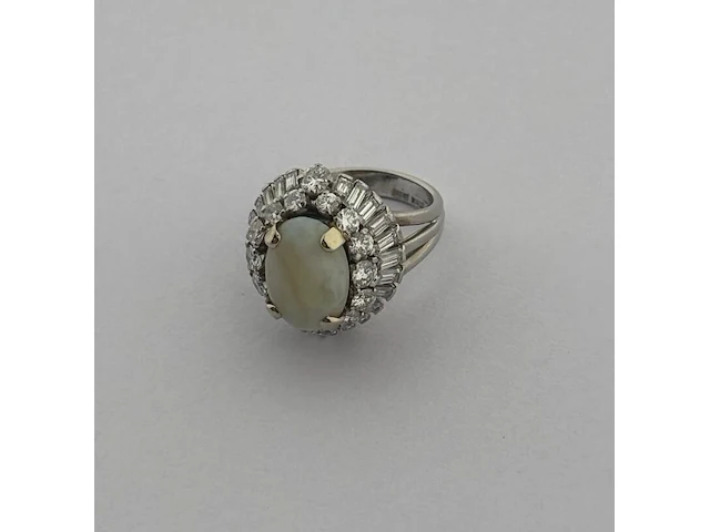 Gouden ring met diamanten en opaal natuurlijk - afbeelding 1 van  7
