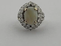 Gouden ring met diamanten en opaal natuurlijk - afbeelding 2 van  7