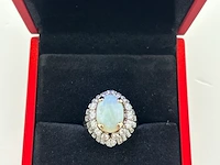 Gouden ring met diamanten en opaal natuurlijk - afbeelding 5 van  7