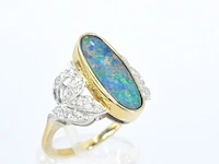 Gouden ring met diamanten en opaal - afbeelding 4 van  5