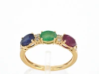 Gouden ring met diamanten en saffier, robijn, smaragd - afbeelding 1 van  10