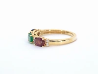 Gouden ring met diamanten en saffier, robijn, smaragd - afbeelding 6 van  10