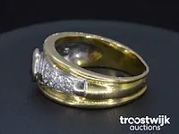 Gouden ring met diamanten en saffier - afbeelding 2 van  6