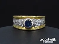 Gouden ring met diamanten en saffier - afbeelding 3 van  6
