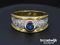 Gouden ring met diamanten en saffier - afbeelding 4 van  6