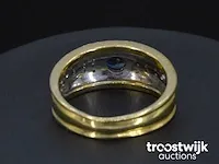 Gouden ring met diamanten en saffier - afbeelding 5 van  6