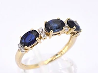 Gouden ring met diamanten en saffier - afbeelding 5 van  11