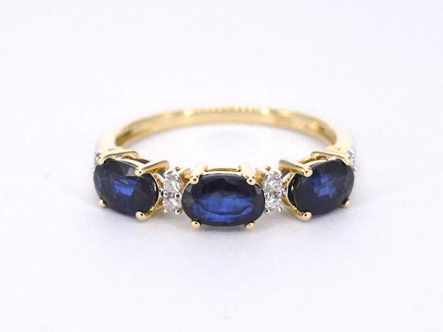 Gouden ring met diamanten en saffier - afbeelding 6 van  11