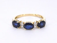 Gouden ring met diamanten en saffier - afbeelding 6 van  11
