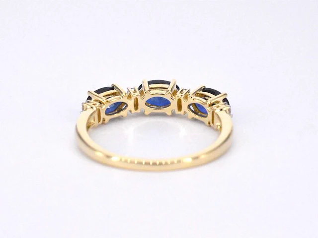 Gouden ring met diamanten en saffier - afbeelding 7 van  11