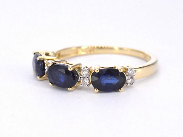 Gouden ring met diamanten en saffier - afbeelding 8 van  11