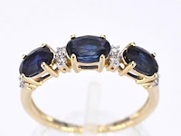 Gouden ring met diamanten en saffier - afbeelding 1 van  9