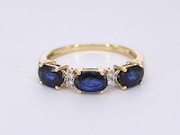 Gouden ring met diamanten en saffier - afbeelding 8 van  11